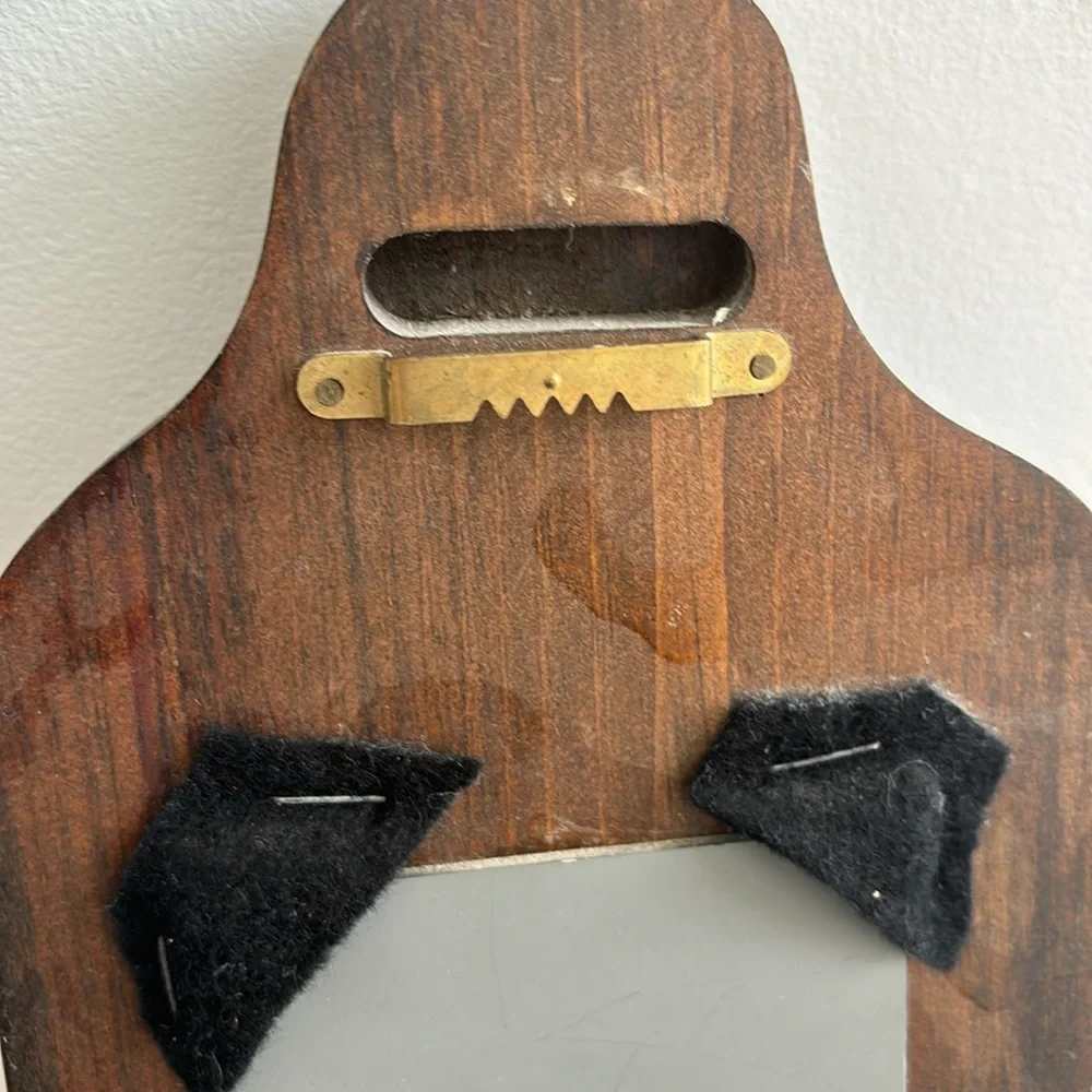 Vintage wood wall sconce with mirror, small nook to hold things, 15x5 inches